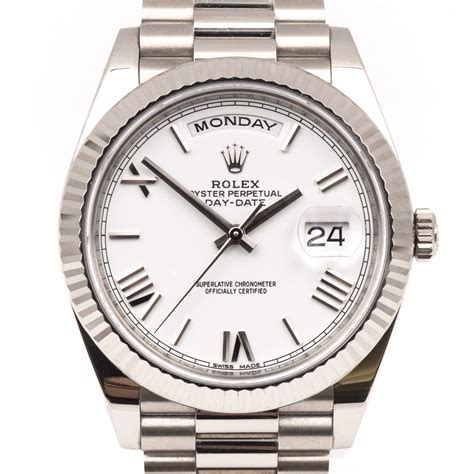 rolex gold presidential white face|rolex president white gold 41mm.